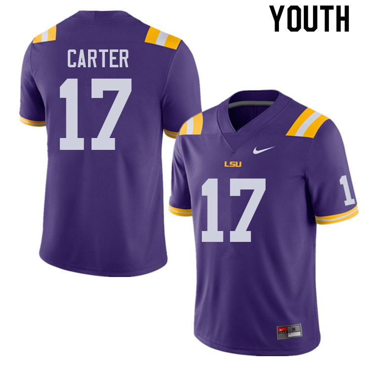 Youth #17 Zavier Carter LSU Tigers College Football Jerseys Sale-Purple